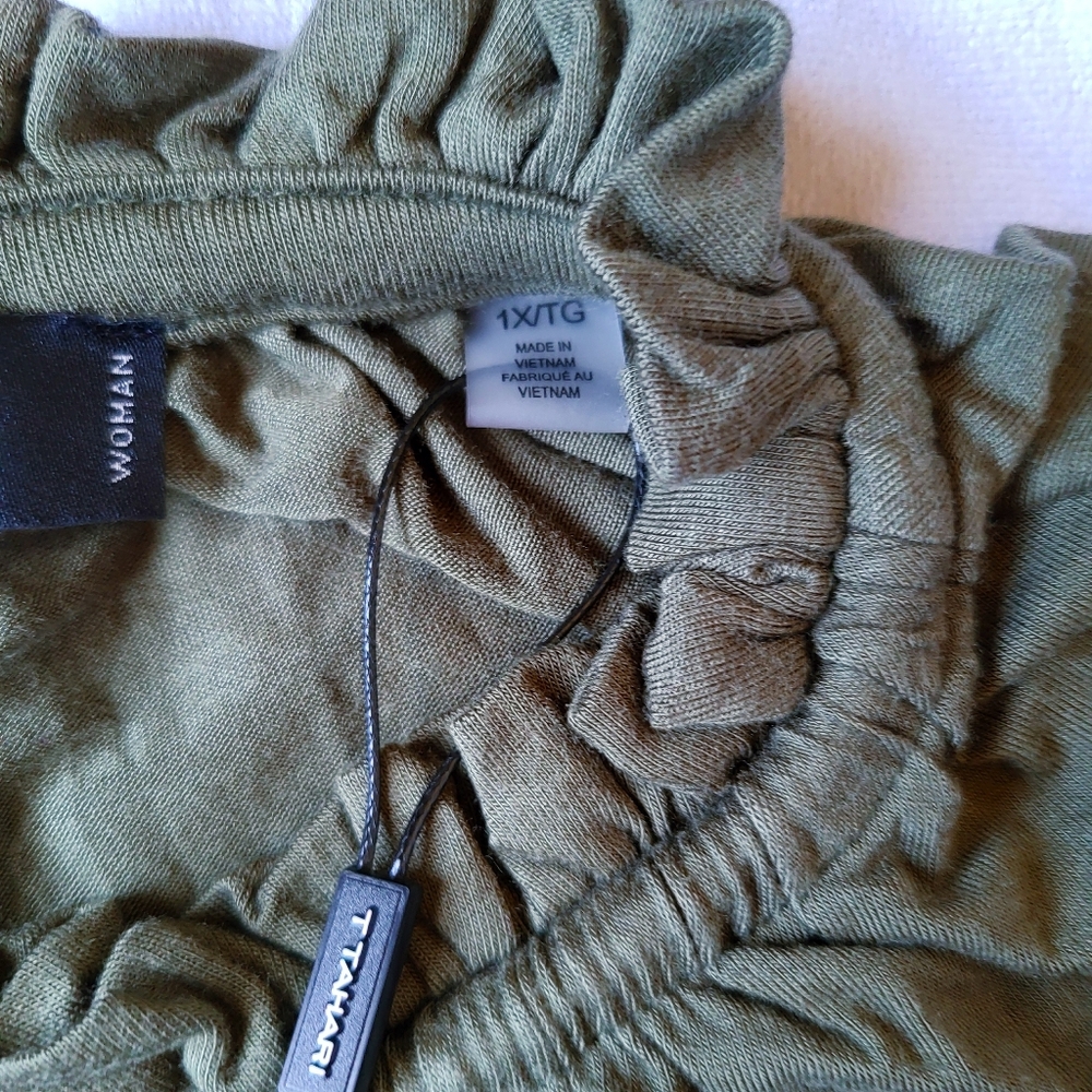 Forest Green Tiered Midi Dress Size 1X | Boho Cottagecore Casual T Tahari - Picture 6 of 10